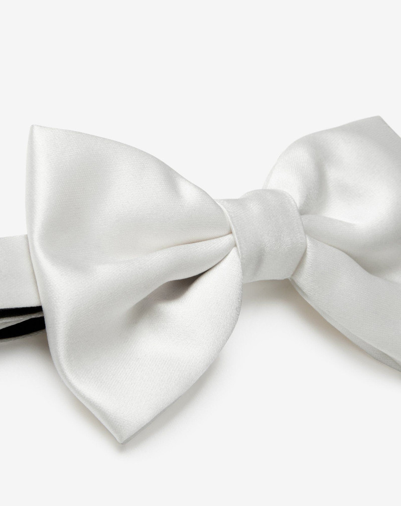 CORNELIANI White pure silk satin bow tie outlook