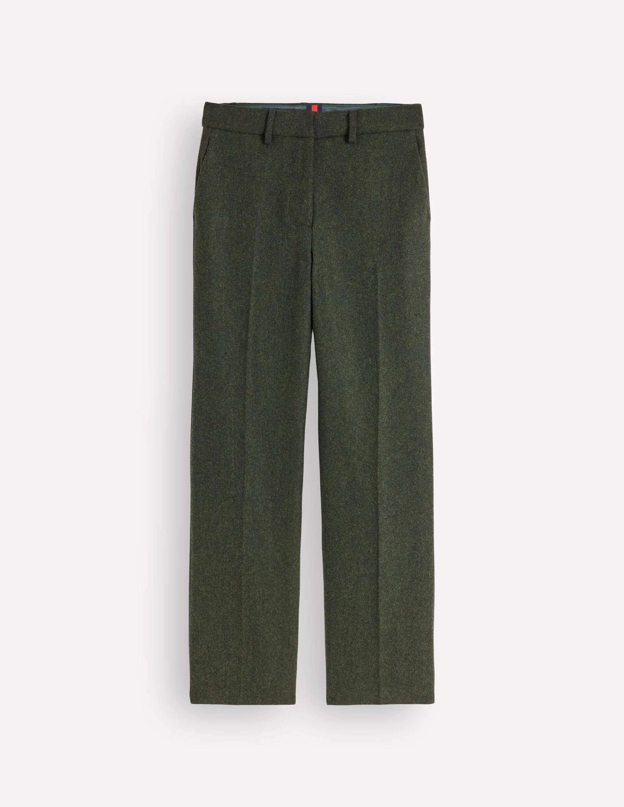 Canonbury Wool Blend Pants-Dark Green Herringbone - 1