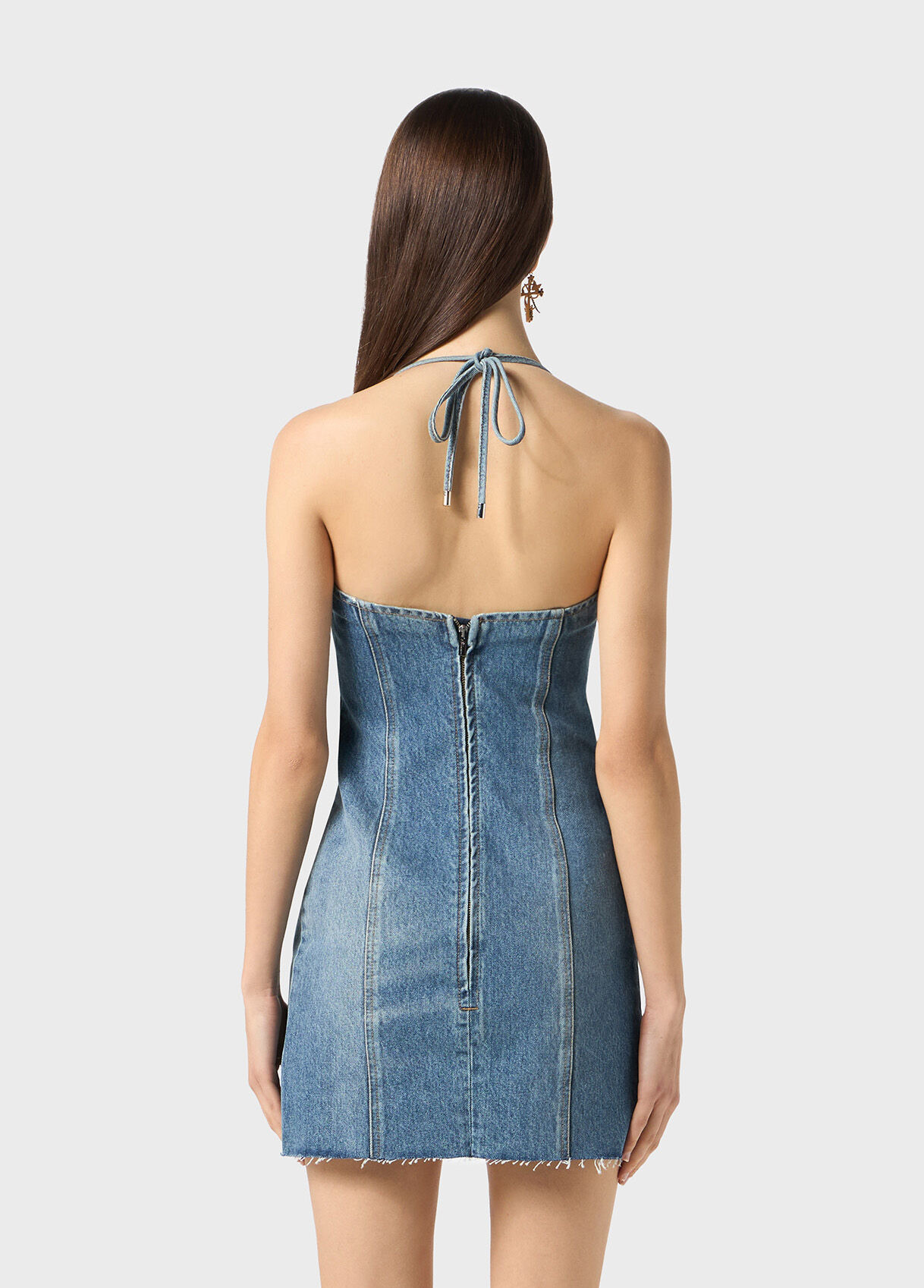 DISTRESSED DENIM DRESS WITH FRINGES - 3