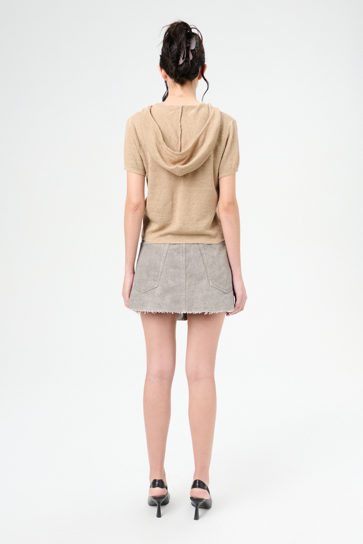 Knitted Slim Hood Oat Melange Refined Linen - 8