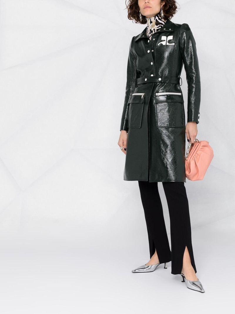 courrèges logo-appliqué vinyl trench coat outlook