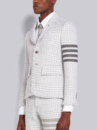 Thom Browne Medium Grey Gingham Summer Tweed Fray Edge 4-Bar Unconstructed High Armhole Jacket outlook