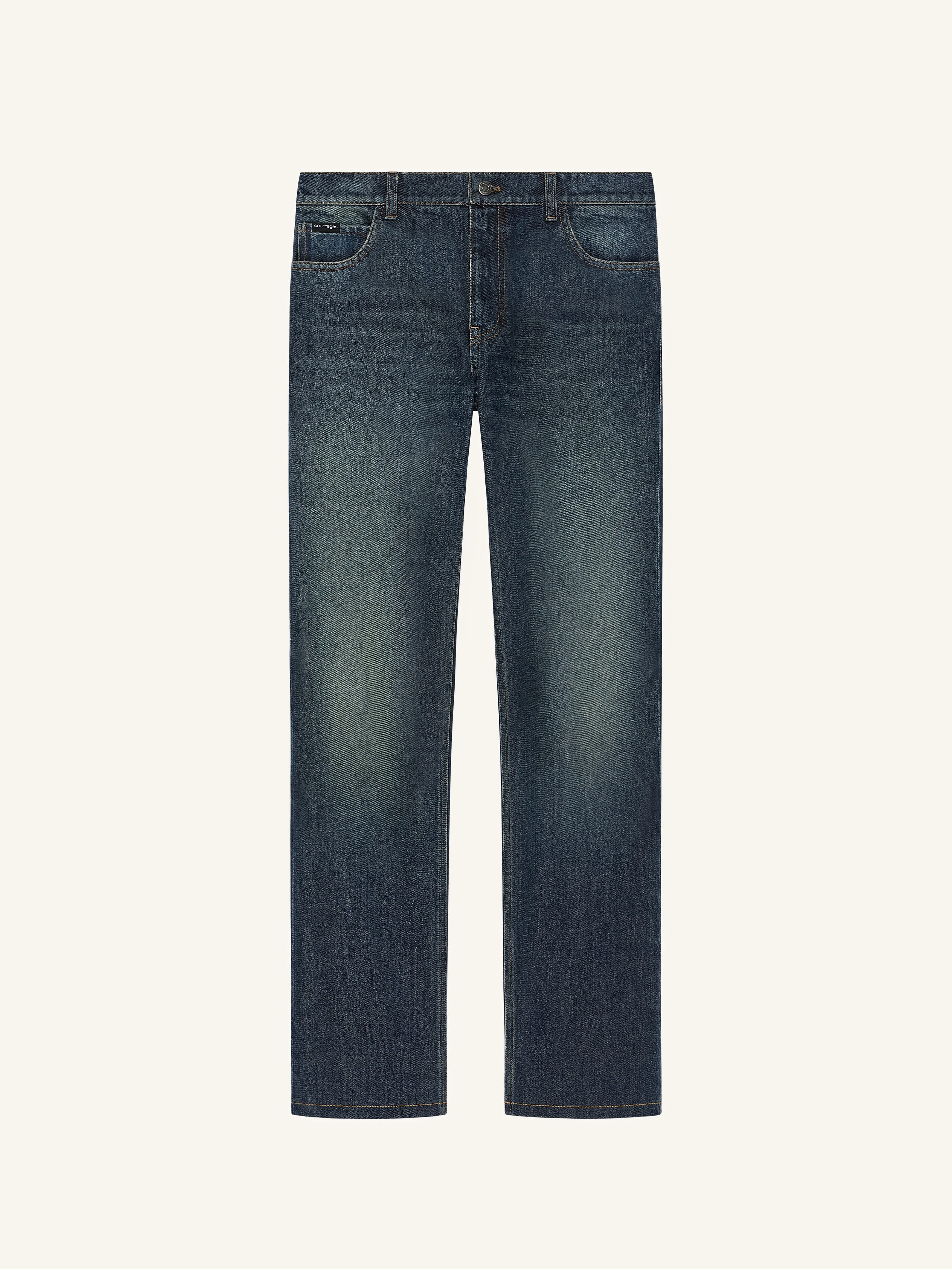 VINTAGE BLUE DENIM STRAIGHT PANTS - 1