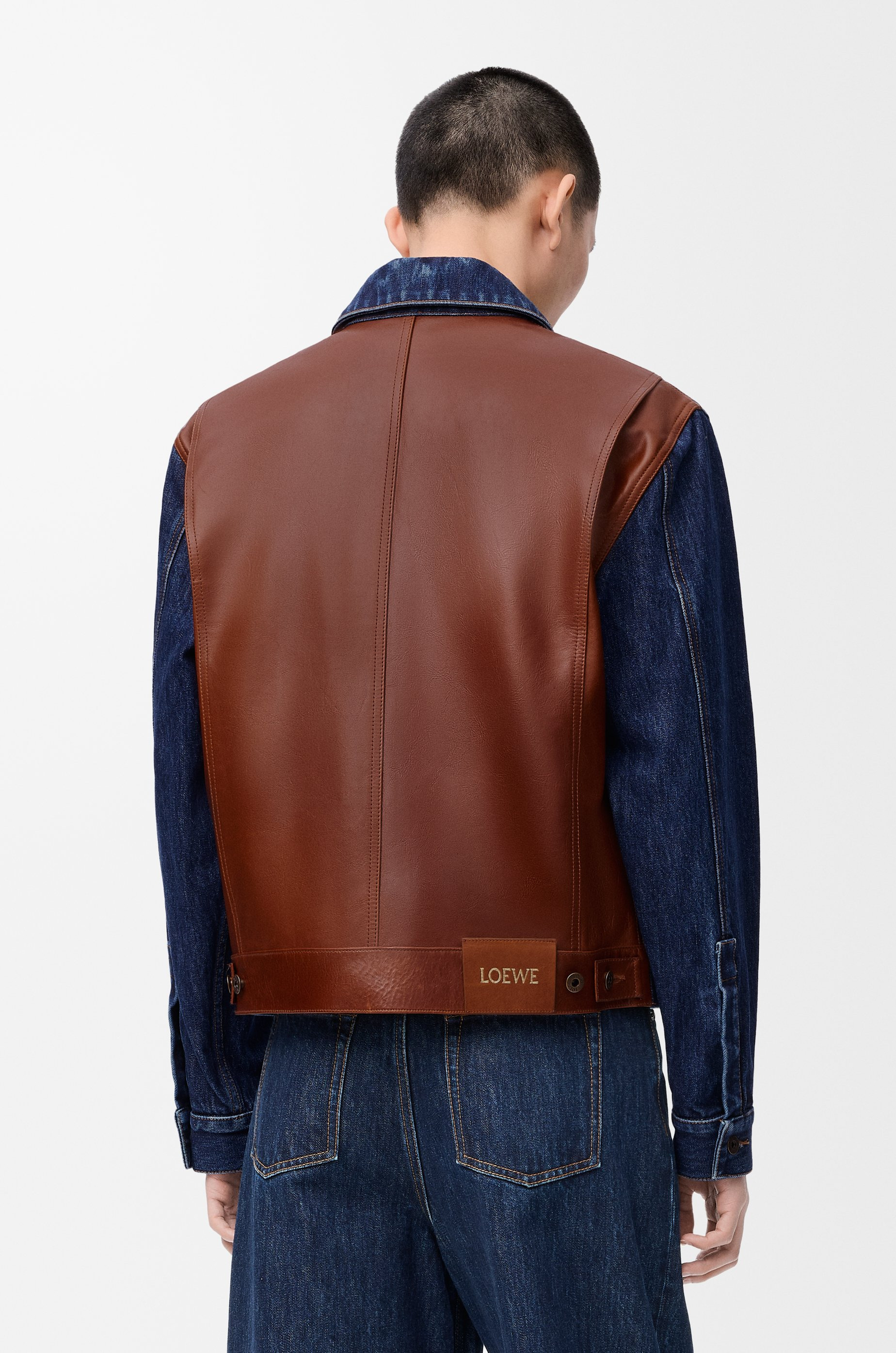 Hybrid jacket in denim and nappa calfskin - 4