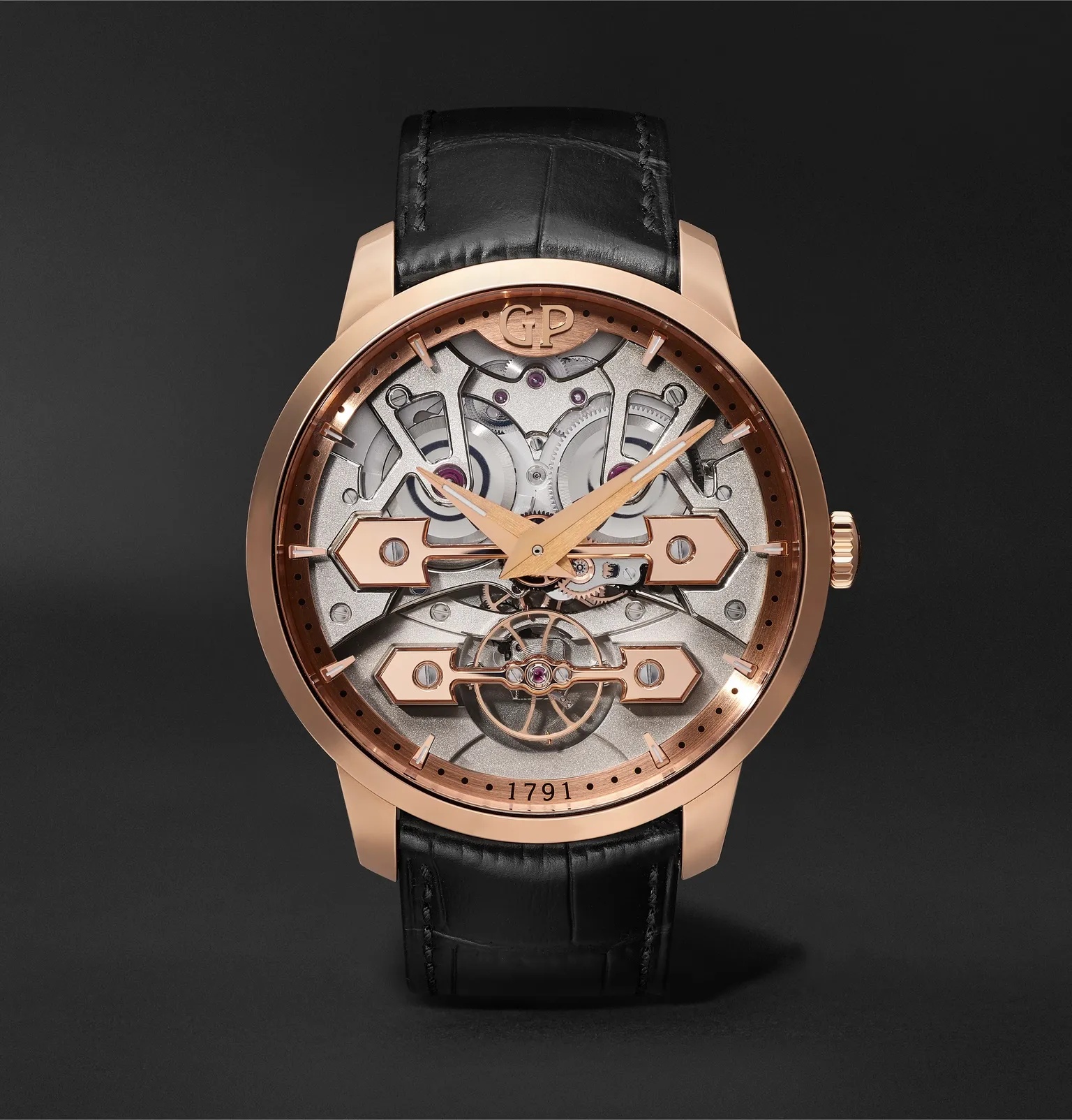 Classic Bridges Automatic Skeleton 45mm Rose Gold and Alligator Watch, Ref. No. 86000-52-001-BB6A - 1