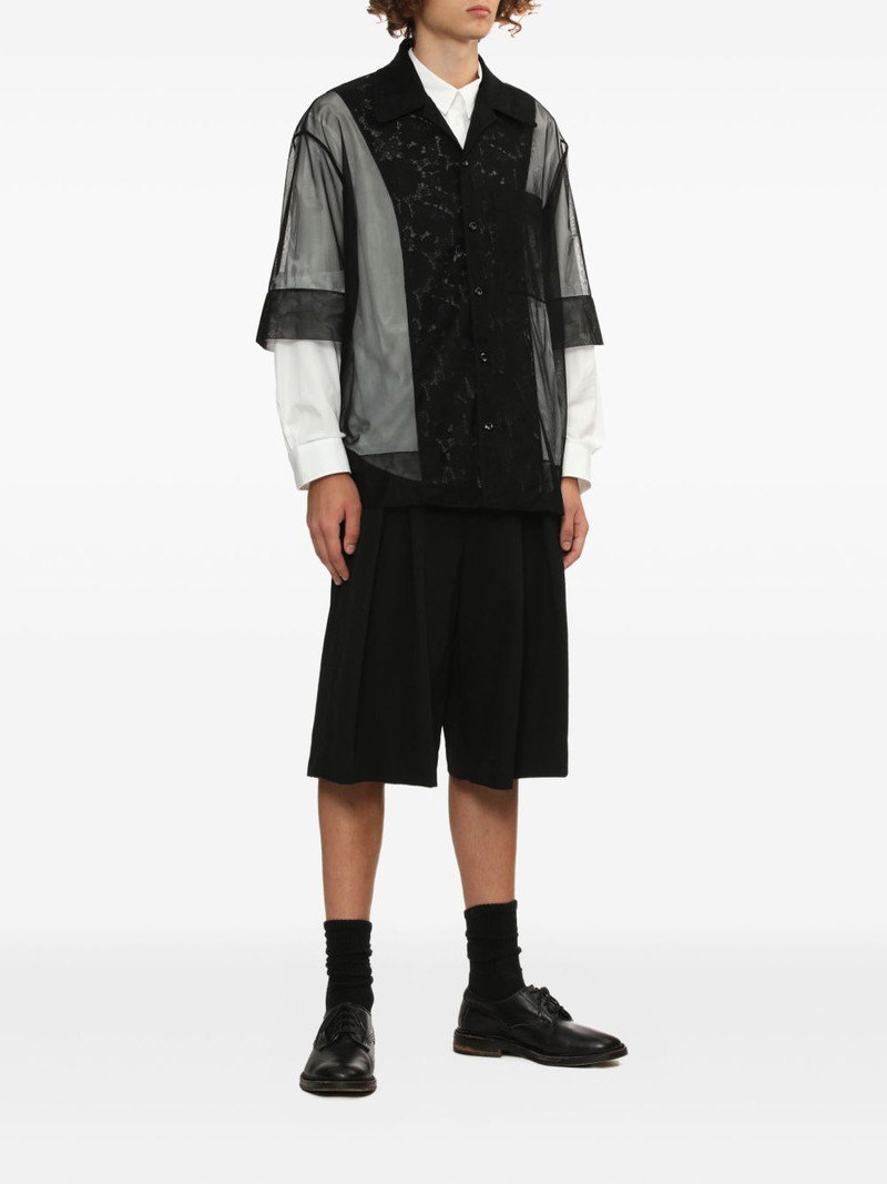 Simone Rocha lace-panel mesh shirt outlook