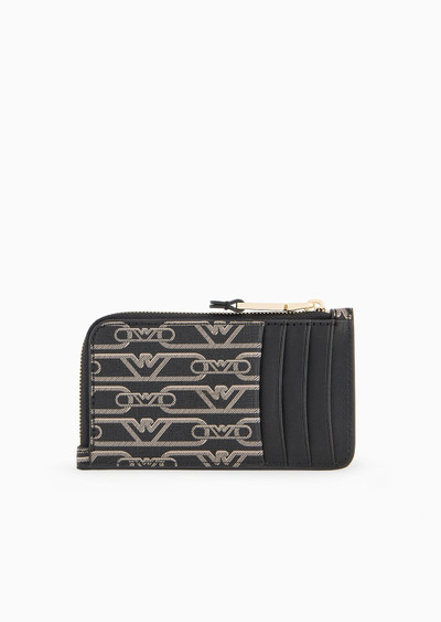 EMPORIO ARMANI Zip-around card holder with all-over monogram print outlook