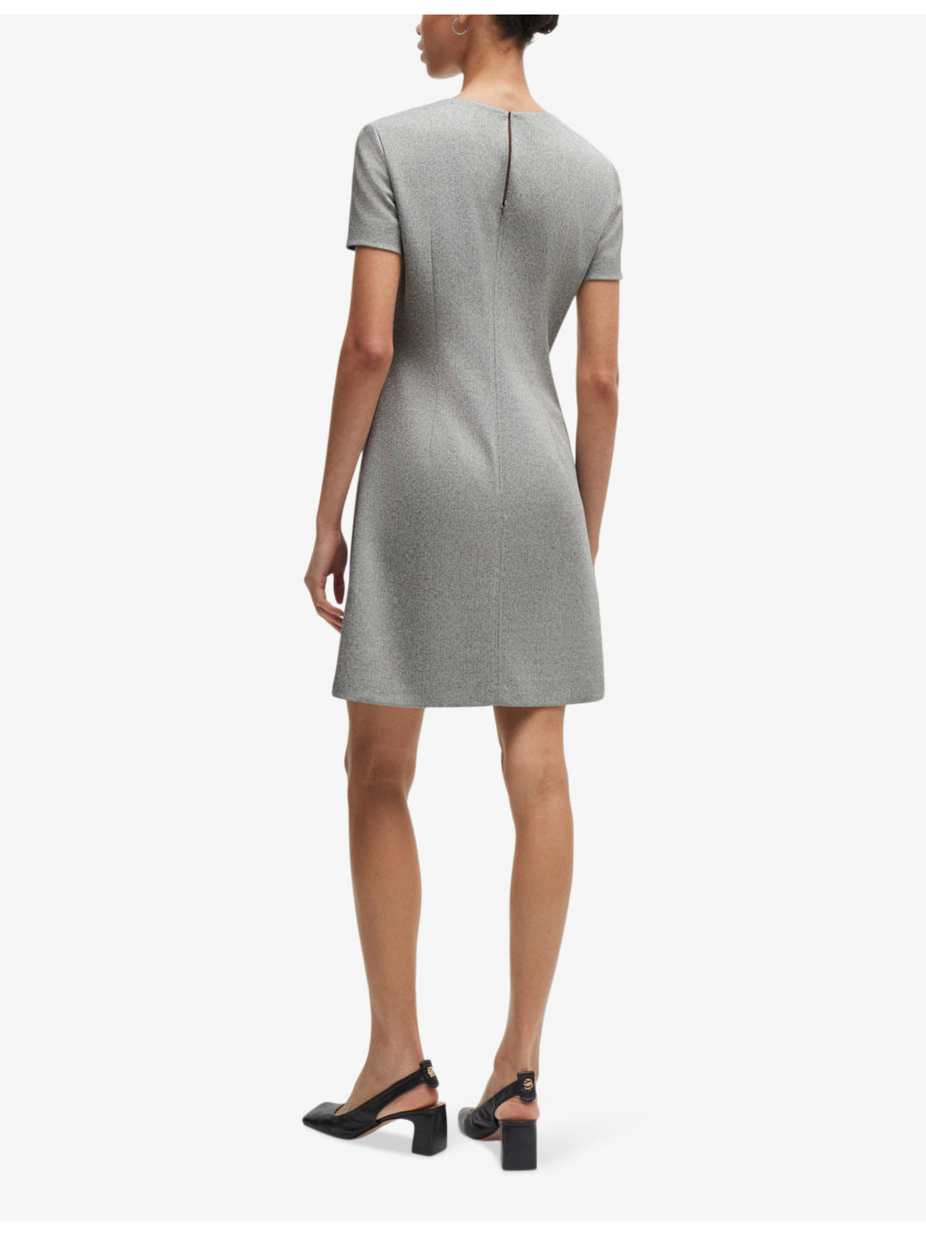 Round-neck short-sleeve stretch cotton-jersey shift dress - 4
