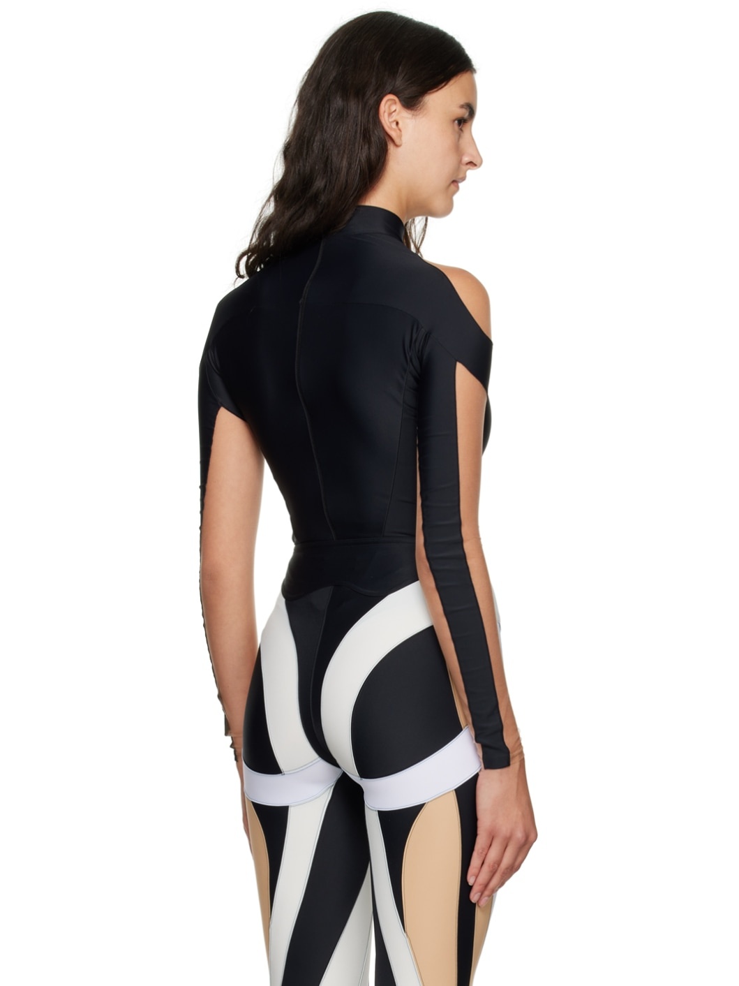 Black Paneled Bodysuit - 3