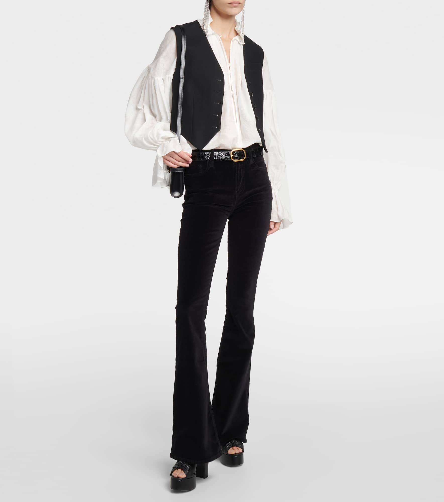 High-rise velvet flared pants - 2