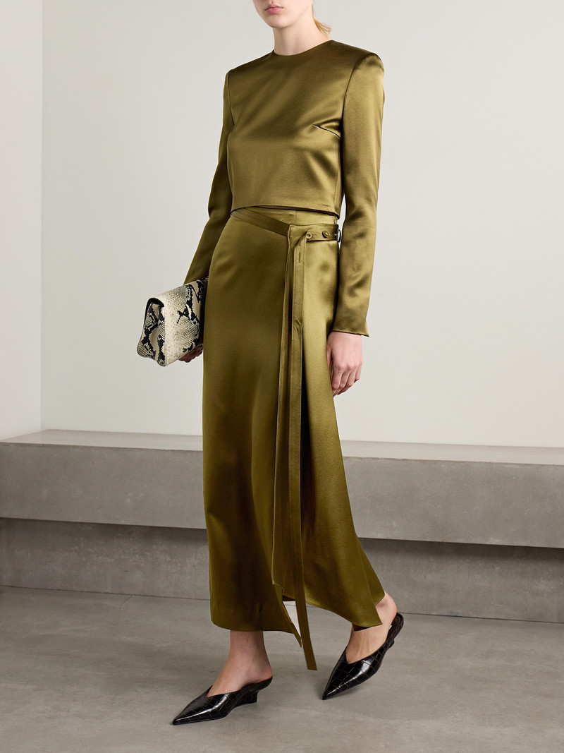 ADAM LIPPES Bruna Wrap-effect Belted Silk-charmeuse Midi Skirt outlook