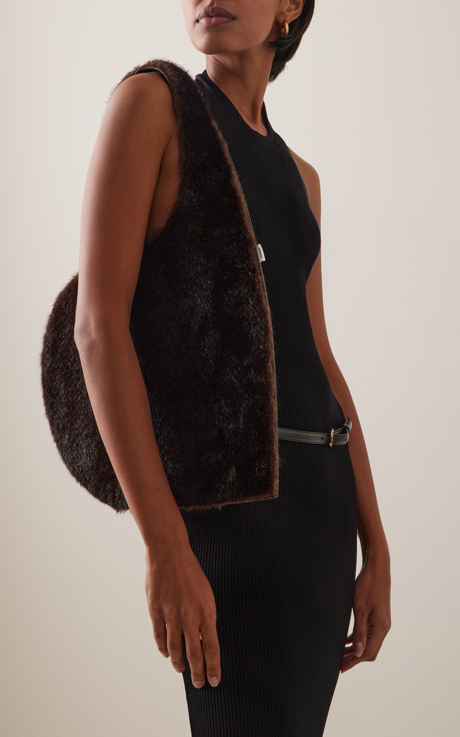 Heart Faux Fur Tote Bag brown - 2