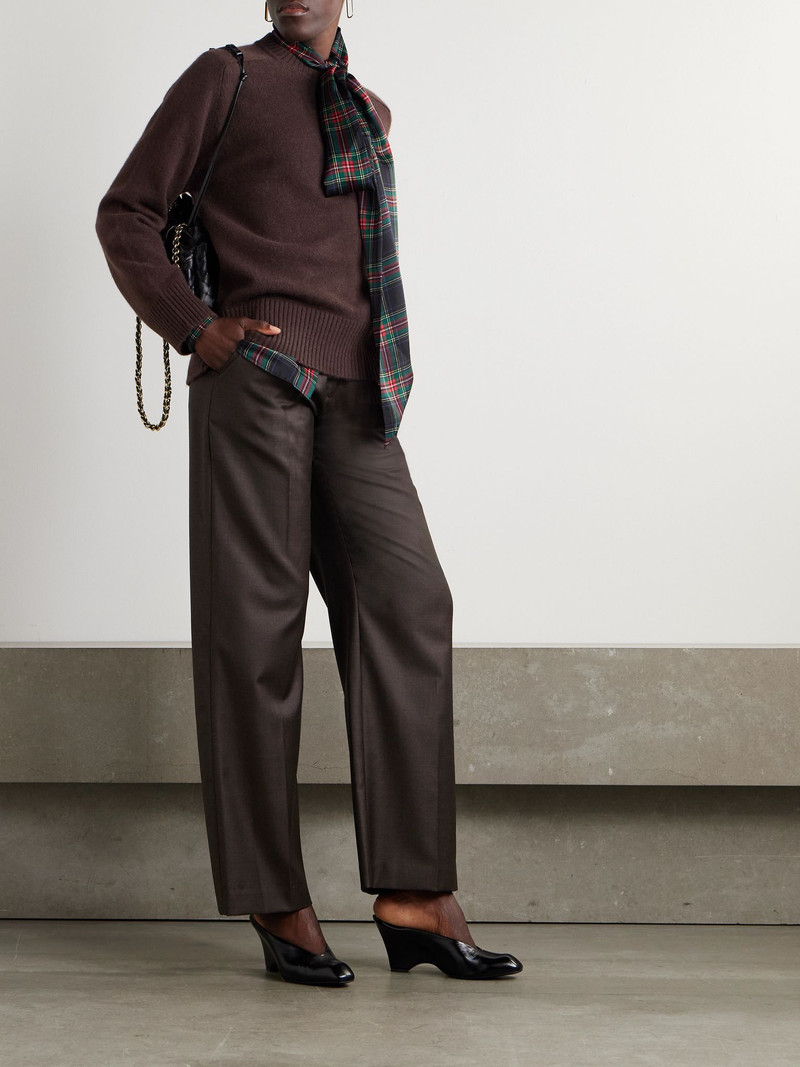 Loulou de Saison Sbiru pleated wool-twill straight-leg pants Light brown outlook