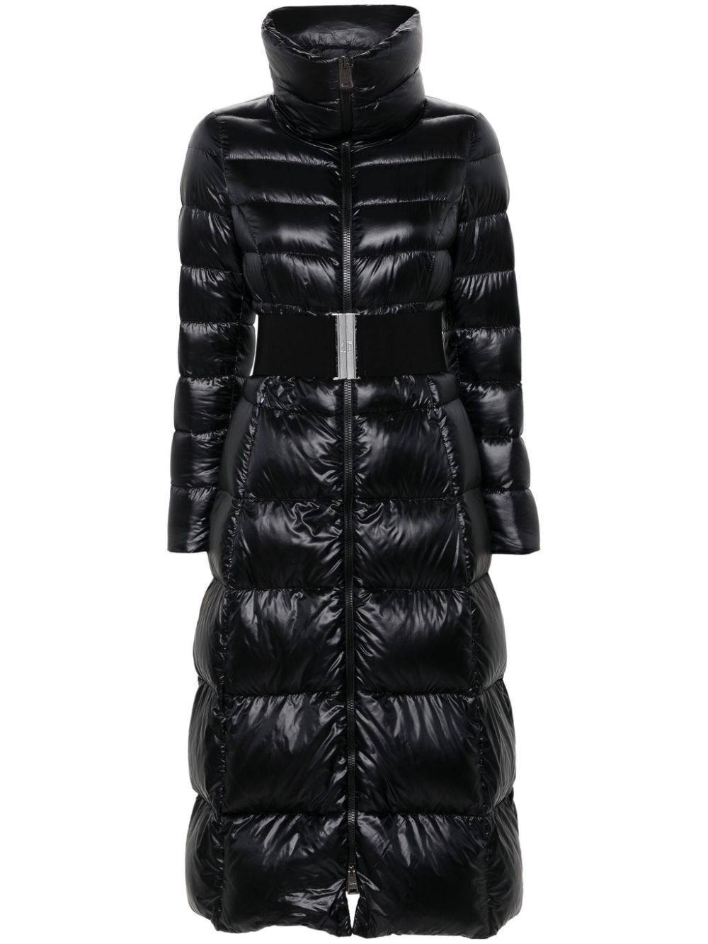 Long Padded Coat With Belt - 1