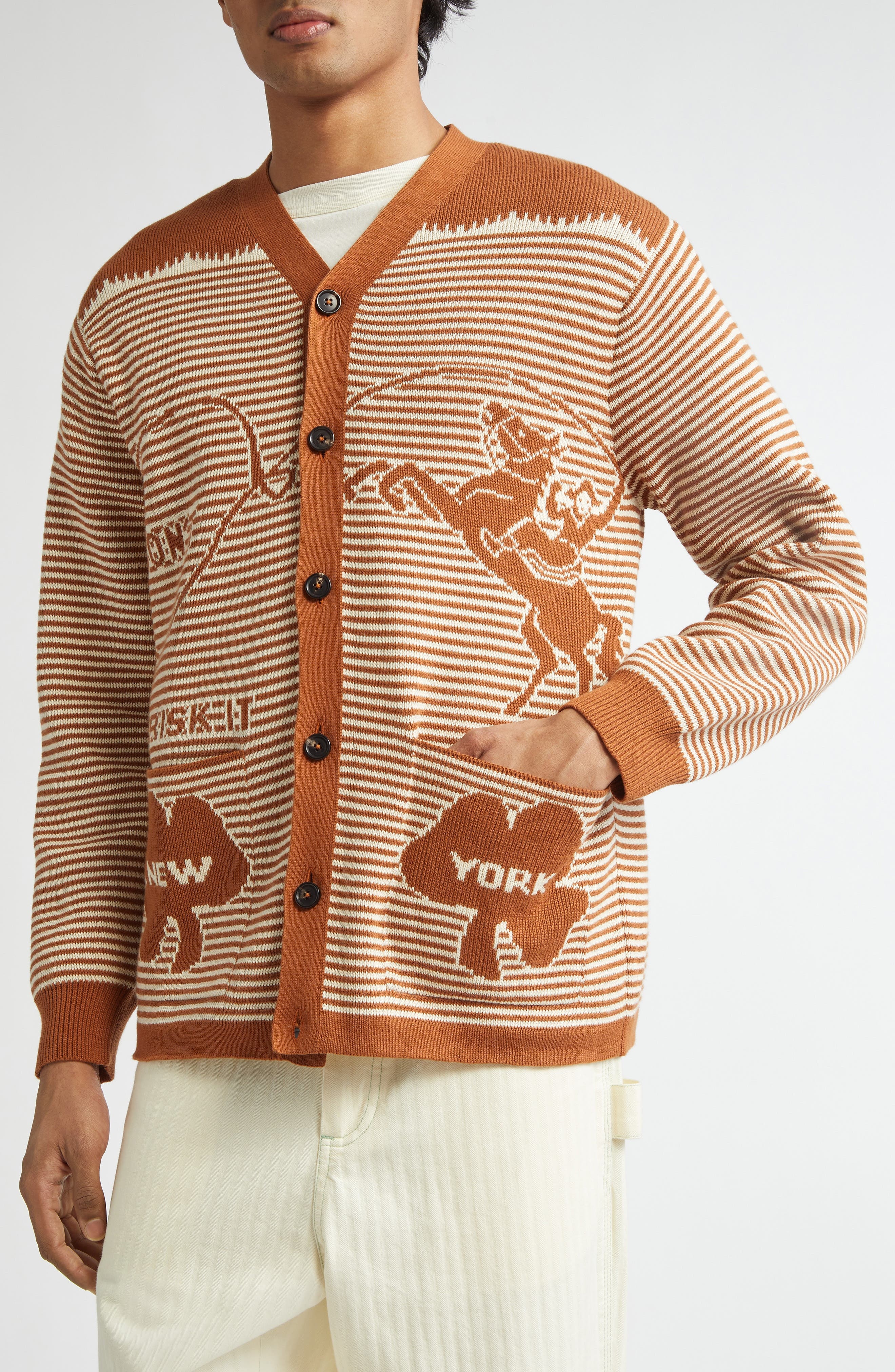 Bode Buckaroo Cardigan in Brown/Cream at Nordstrom - 5