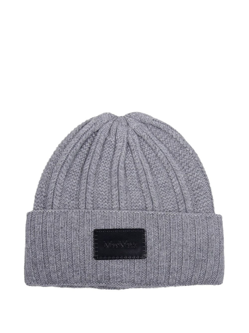 ribbed logo-patch beanie hat 1