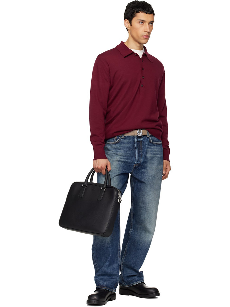 BOSS Beige & Black Reversible Double B Monogram Belt outlook