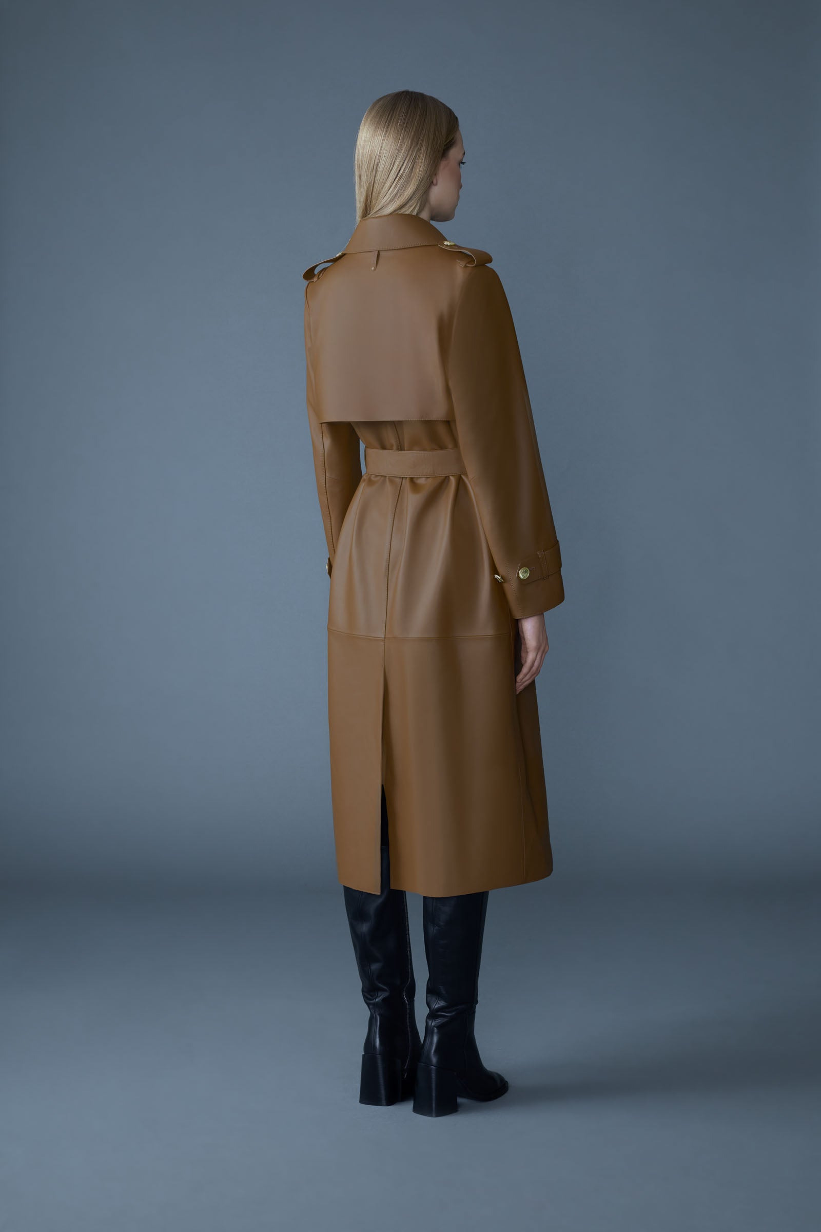 GAEL-V Maxi Leather Trench Coat - 4