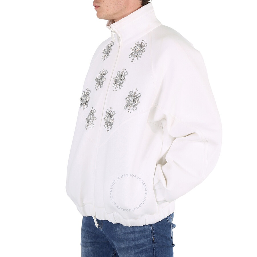 Burberry White Bottle Cap Detail Jersey Track Bomber Jacket - 5