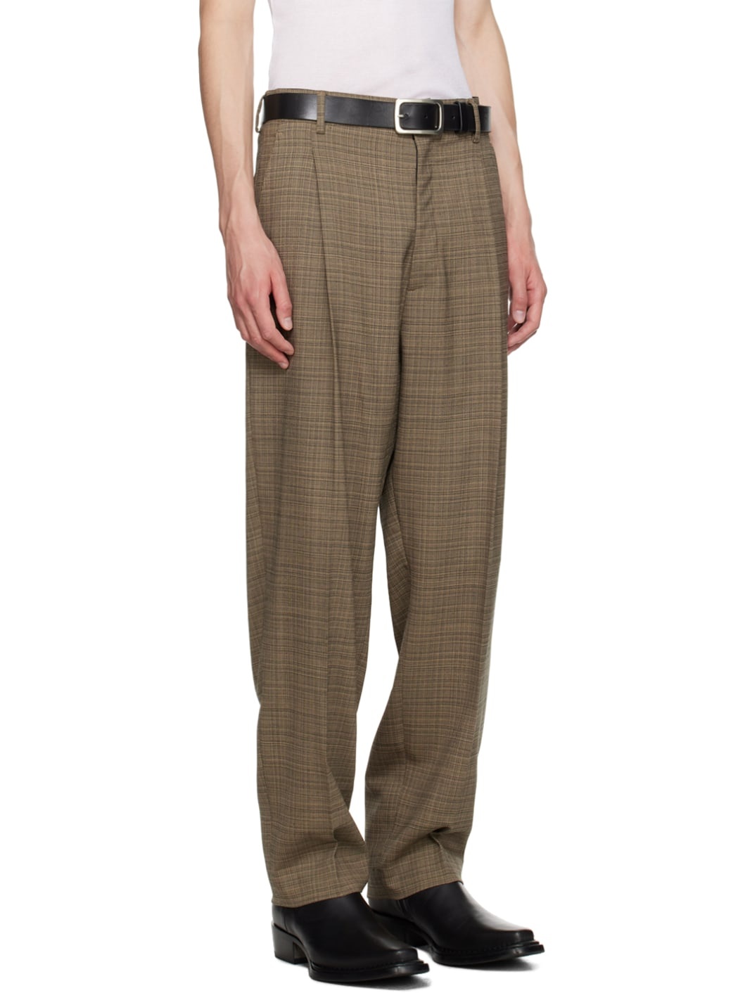 Beige & Black Tailored Trousers - 2