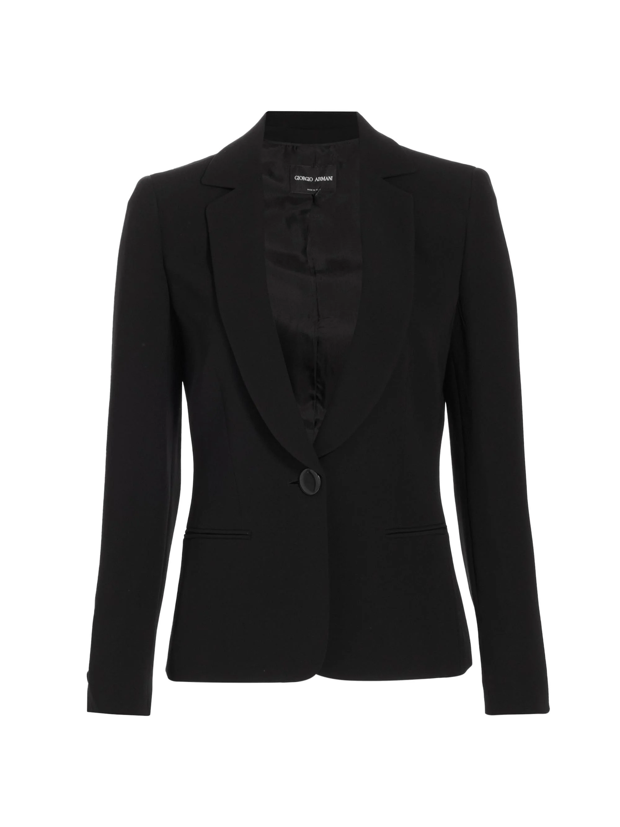Women's Silk Button-Front Blazer - Black - 1