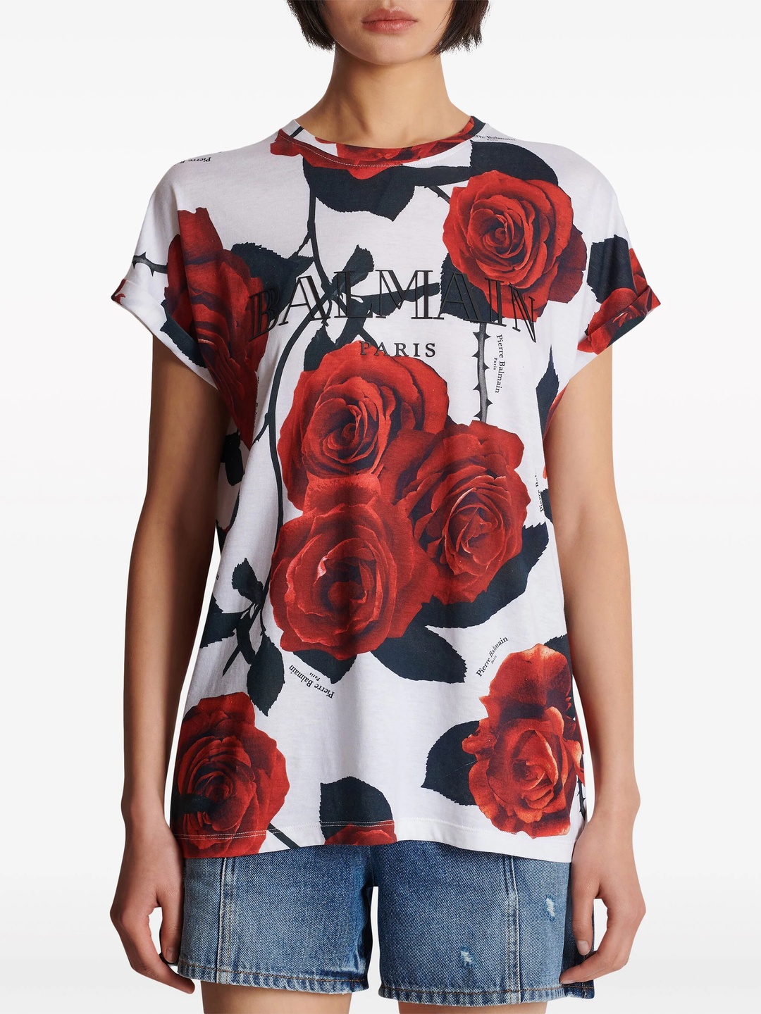 Vintage Red Roses Print Tee - 4