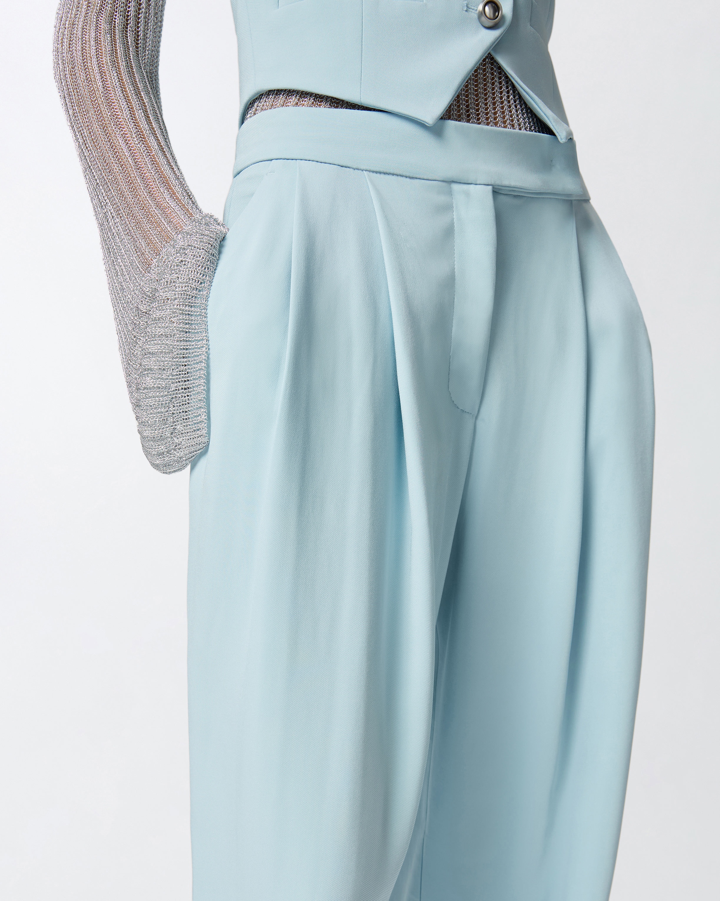ELEGANT WIDE-LEG TROUSERS WITH DARTS - 5