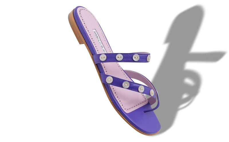 Manolo Blahnik Purple Nappa Leather Flat Sandals outlook