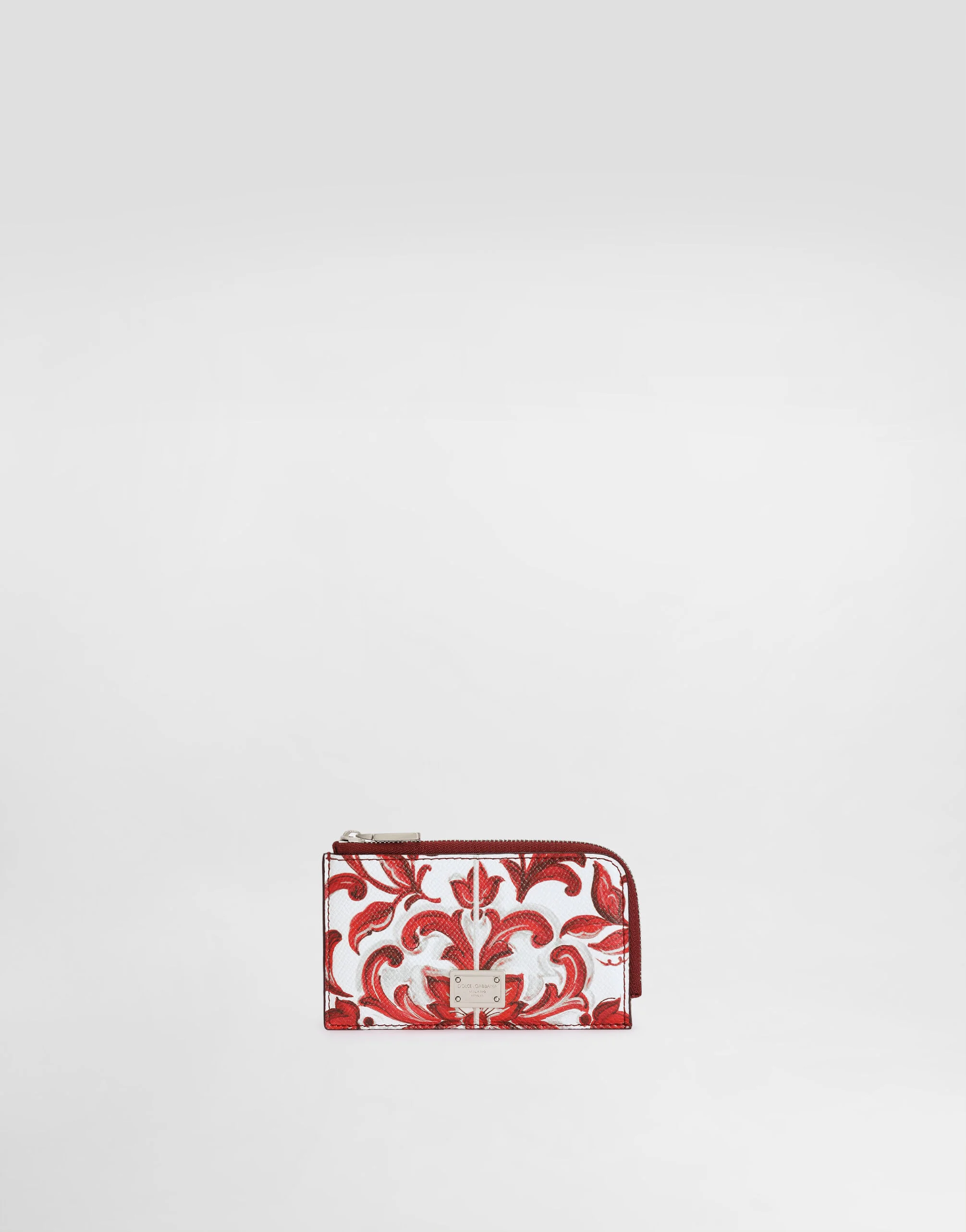 Majolica-print calfskin card holder - 1