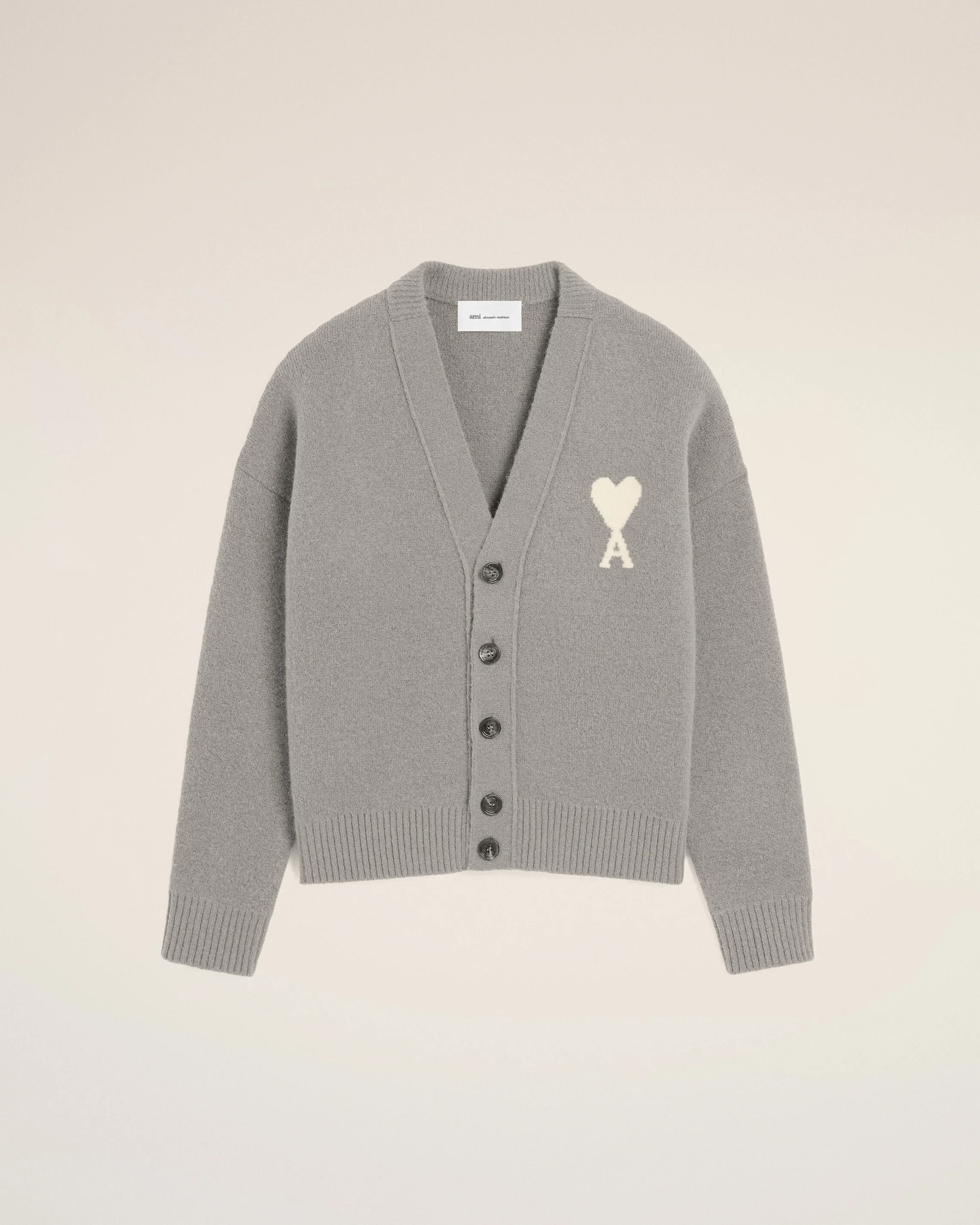 GREY ALPACA CARDIGAN WITH AMI DE COEUR - 1