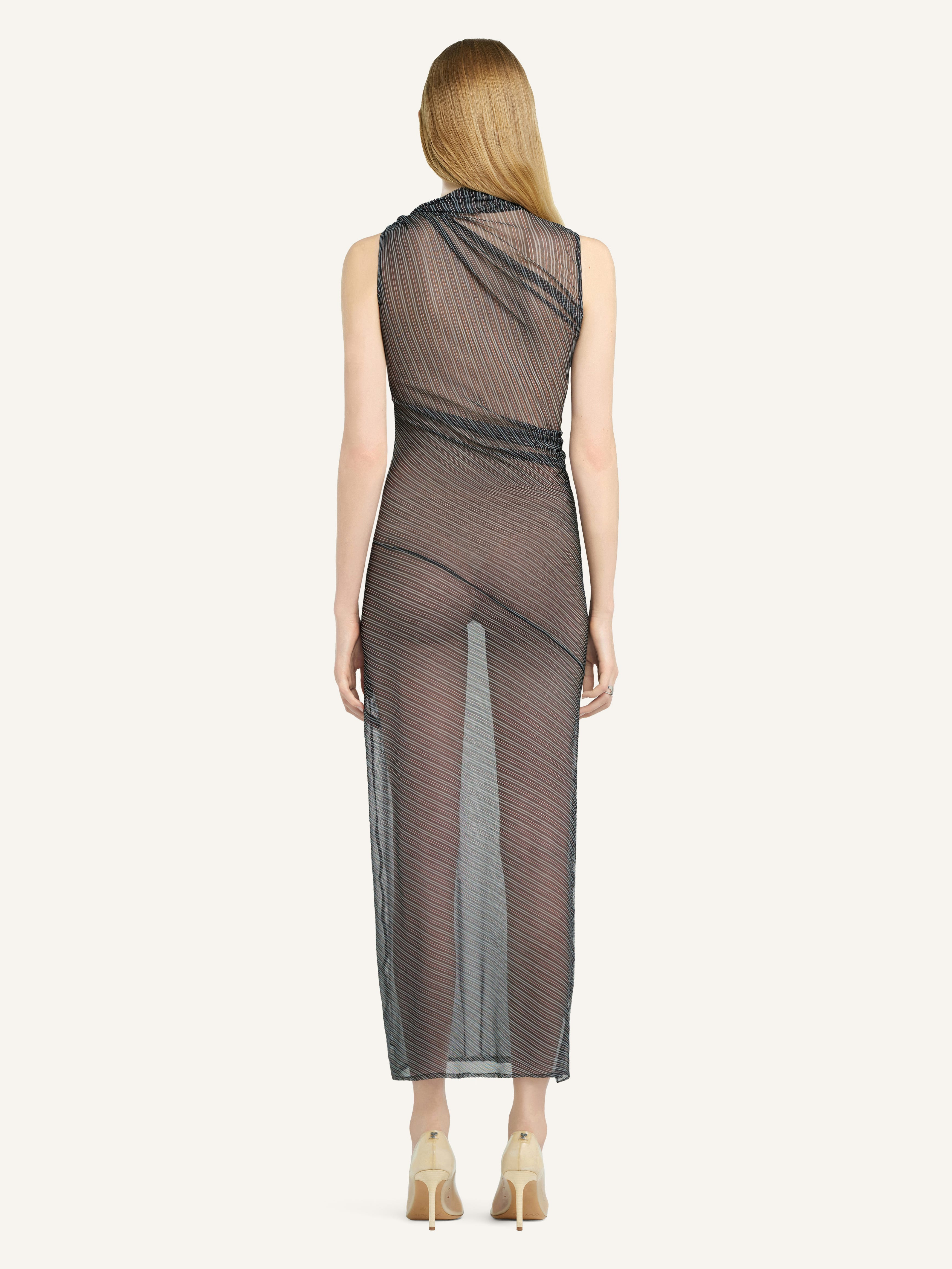 DRAPED MESH DRESS - 4