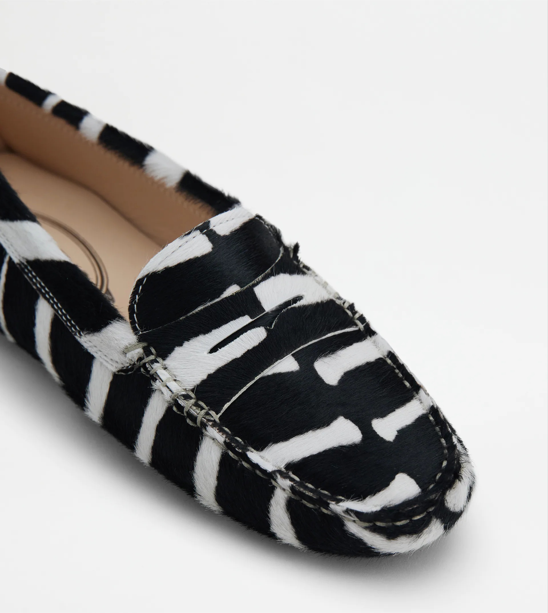 GOMMINO DRIVING SHOES IN PONYSKIN-EFFECT LEATHER - WHITE - 6