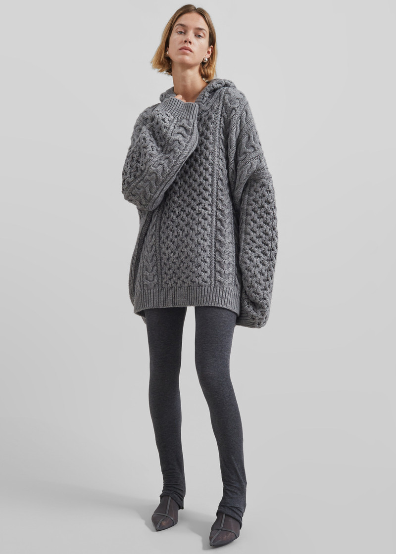 Adare Braided Knit Hoodie - Grey 8