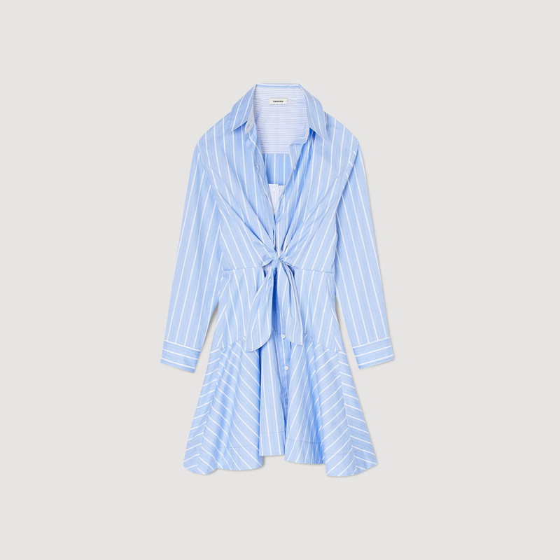 STRIPED TIE-FRONT SHIRT DRESS 1
