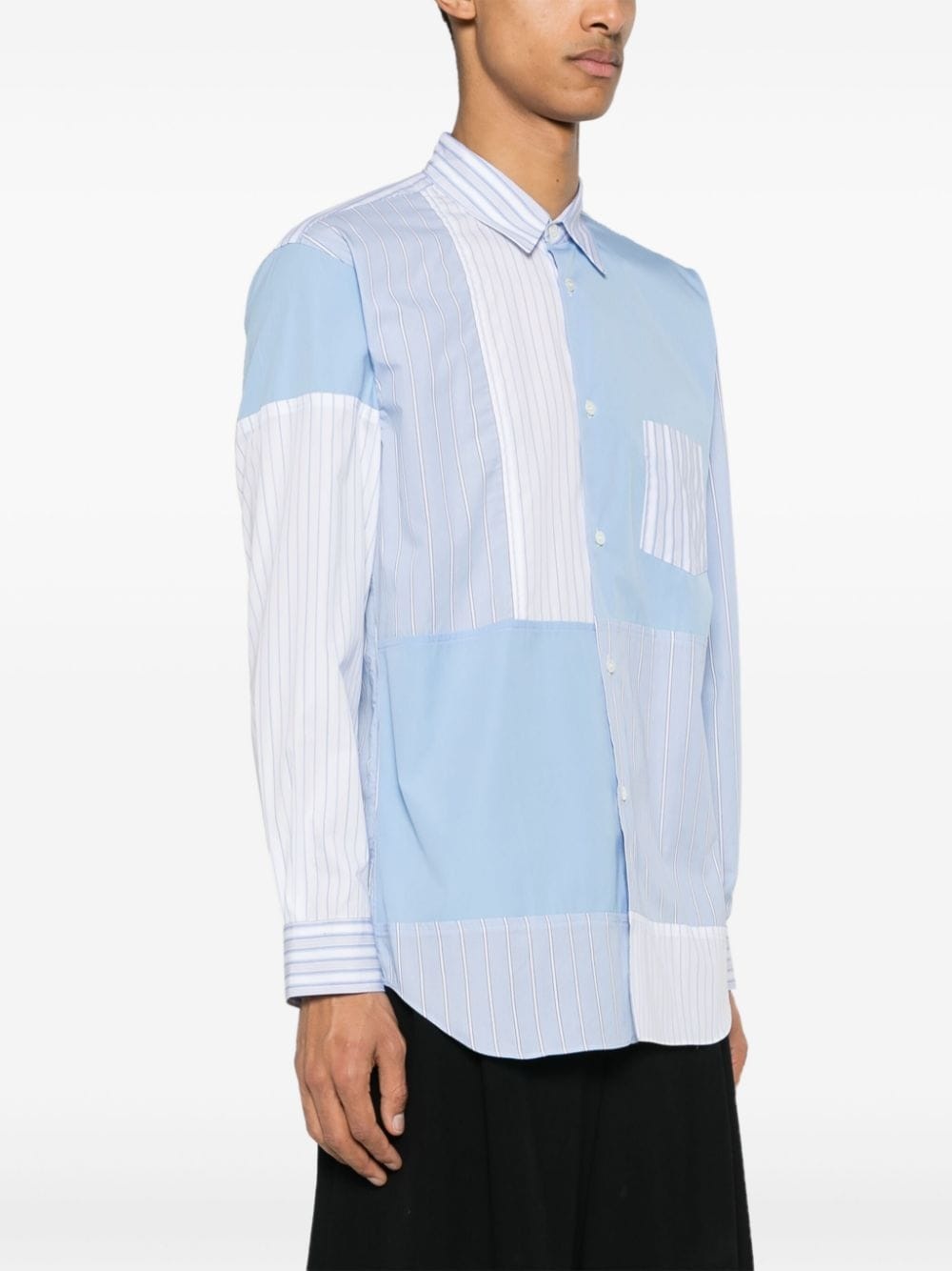 panelled striped poplin shirt - 3