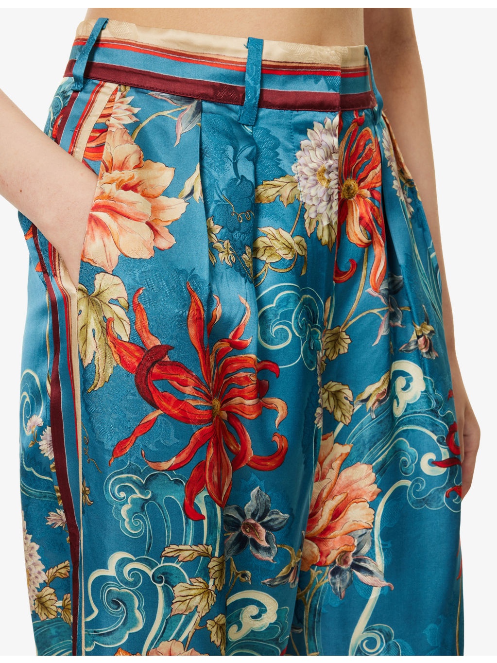 Fletcher Graphic-Print Wide-Leg High-Rise Satin Trousers - 5