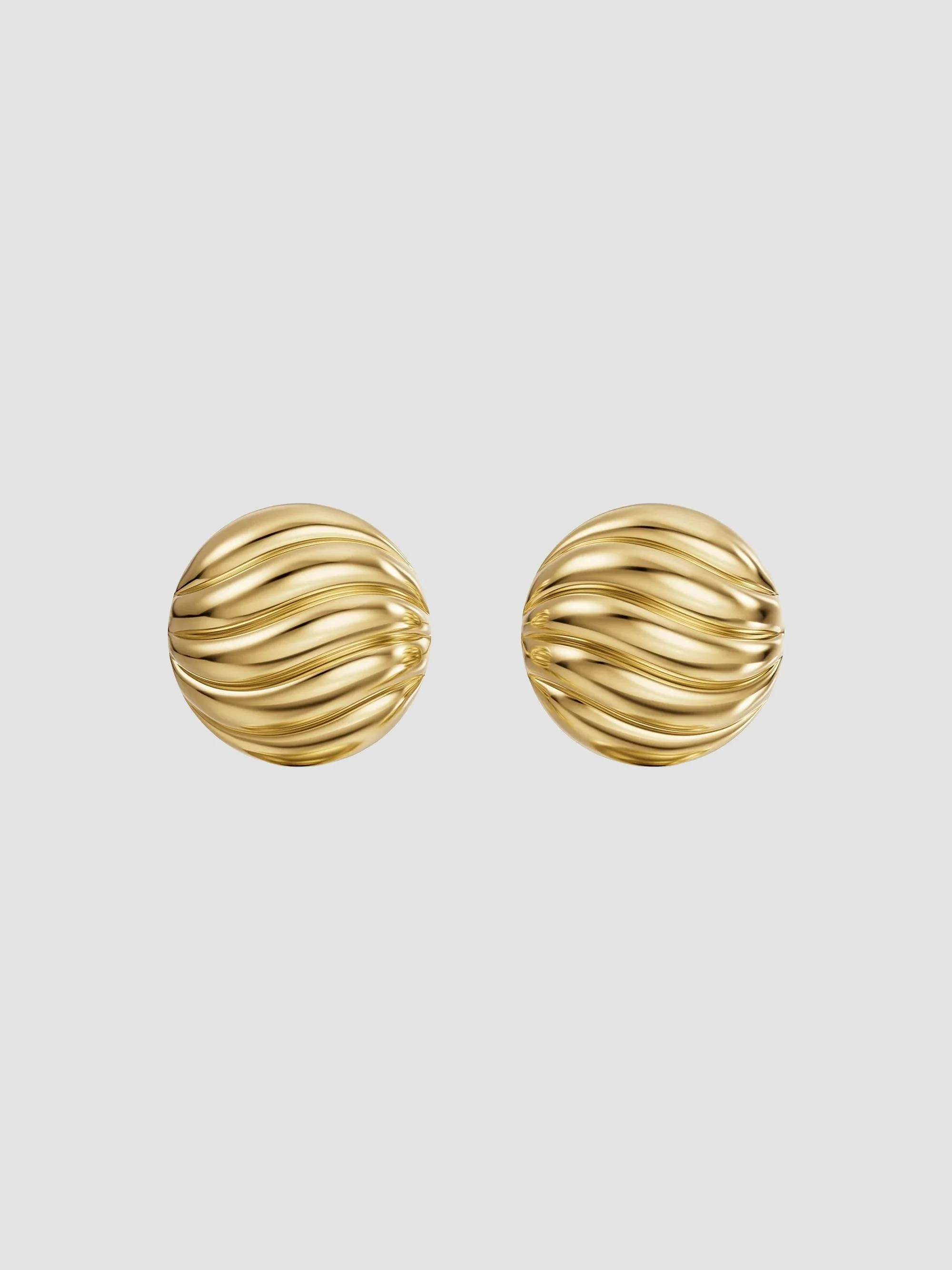 Women's Sculpted Cable Stud Earrings in 18K Yellow Gold, 9MM - Gold - 1