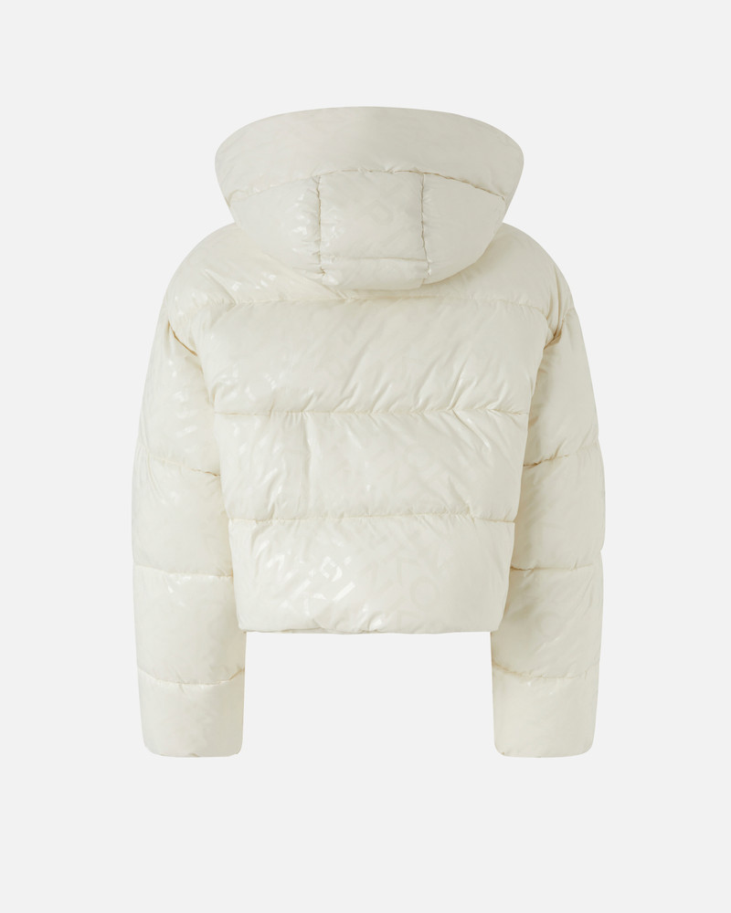 PINKO SHORT DOWN JACKET IN LOGO-PRINT TECHNICAL CANVAS outlook