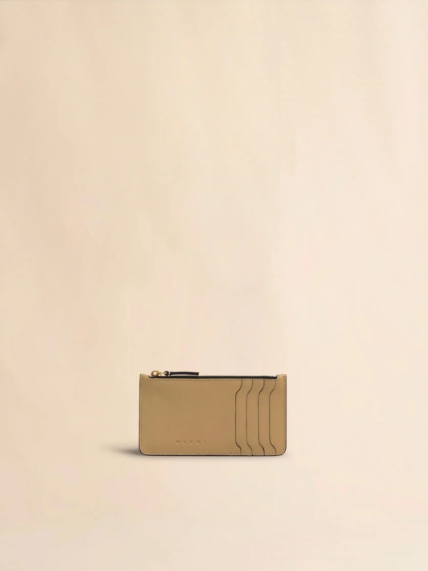 BEIGE LEATHER CARD CASE - 1