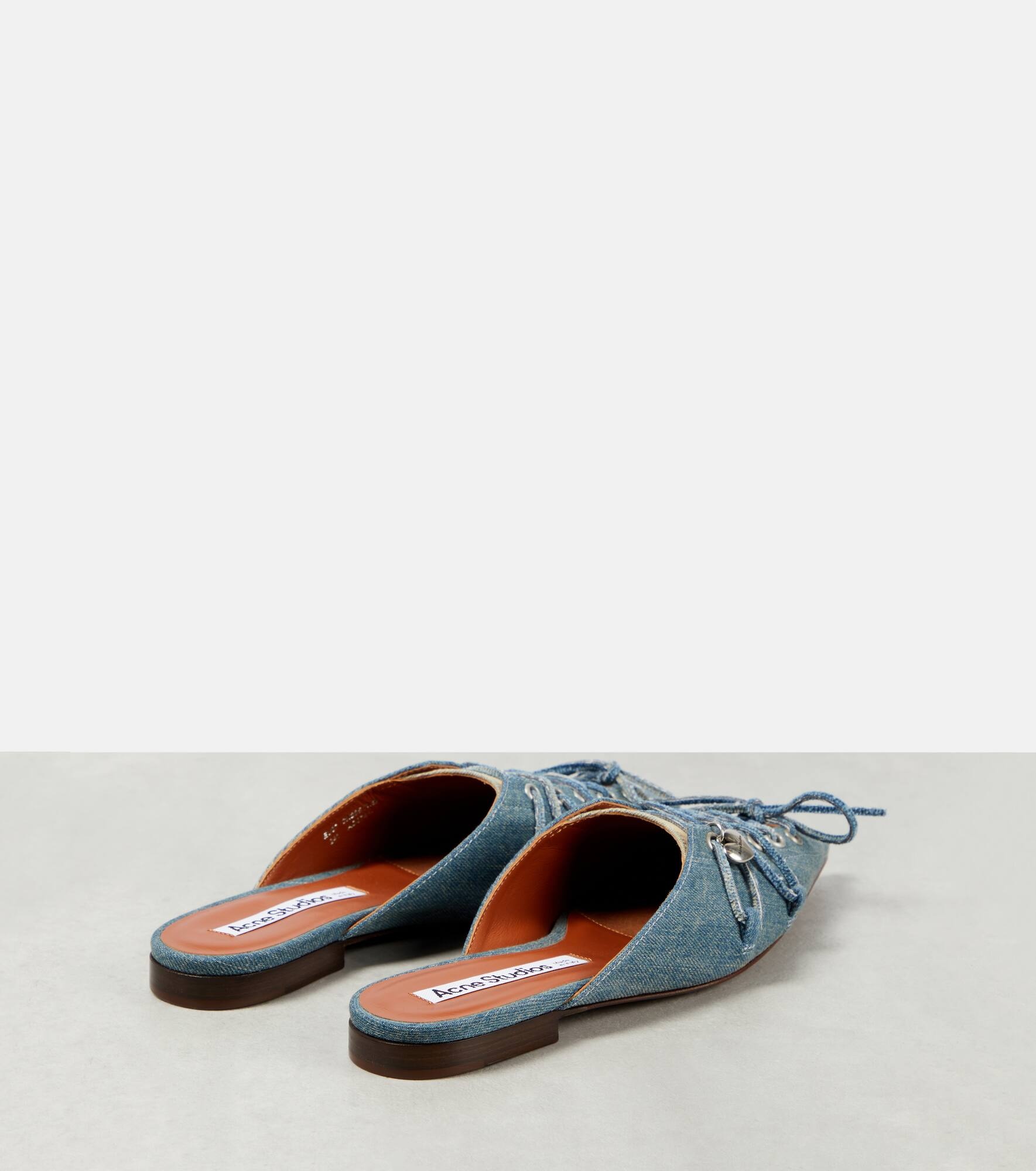 Lace-up denim mules - 3