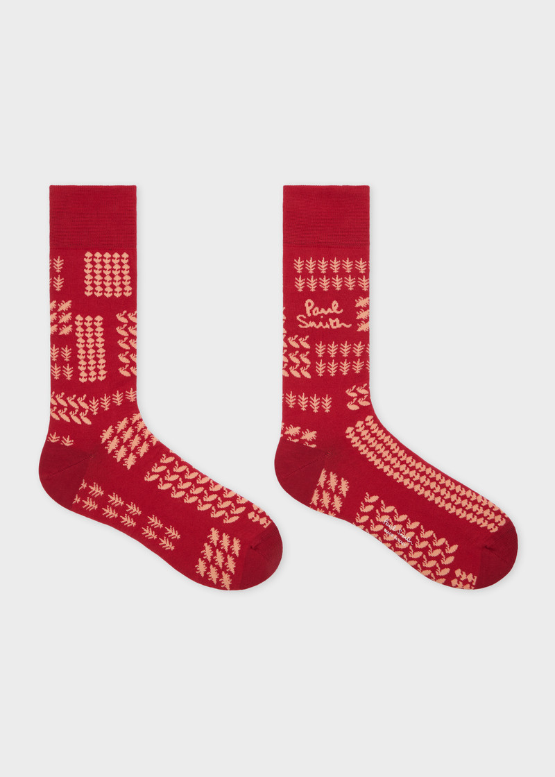 Paul Smith Red Contrast 'Bandana' Socks outlook