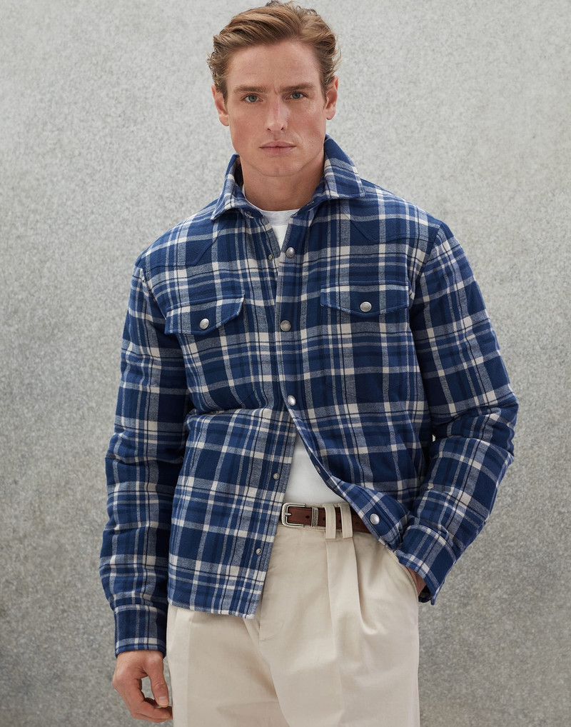 Cotton madras flannel overshirt with Thermore® padding 1