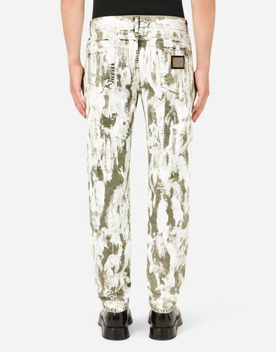 Dolce & Gabbana Regular-fit gray jeans with marbled print outlook