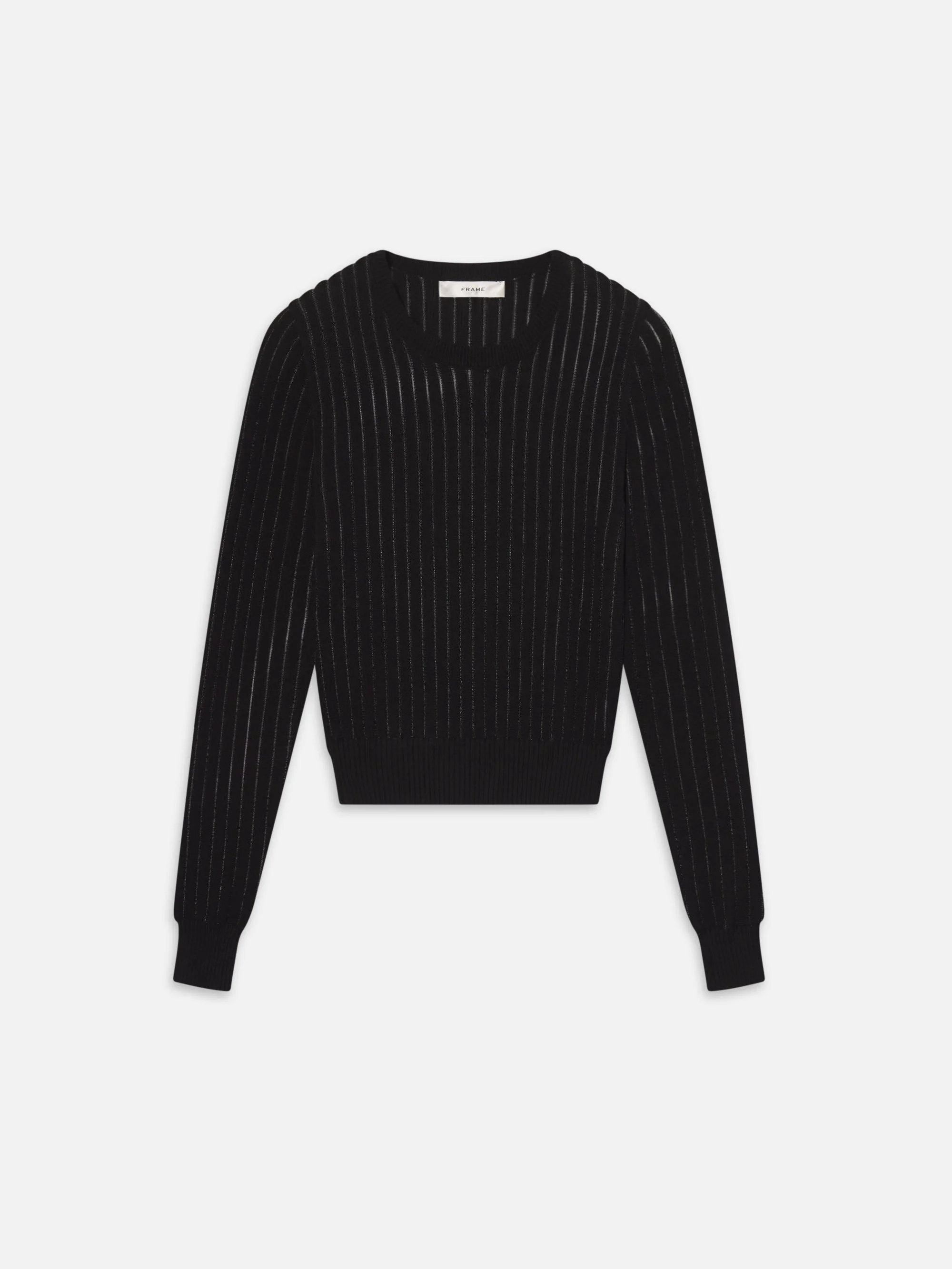 The Sheer Stripe Sweater in Black - 1