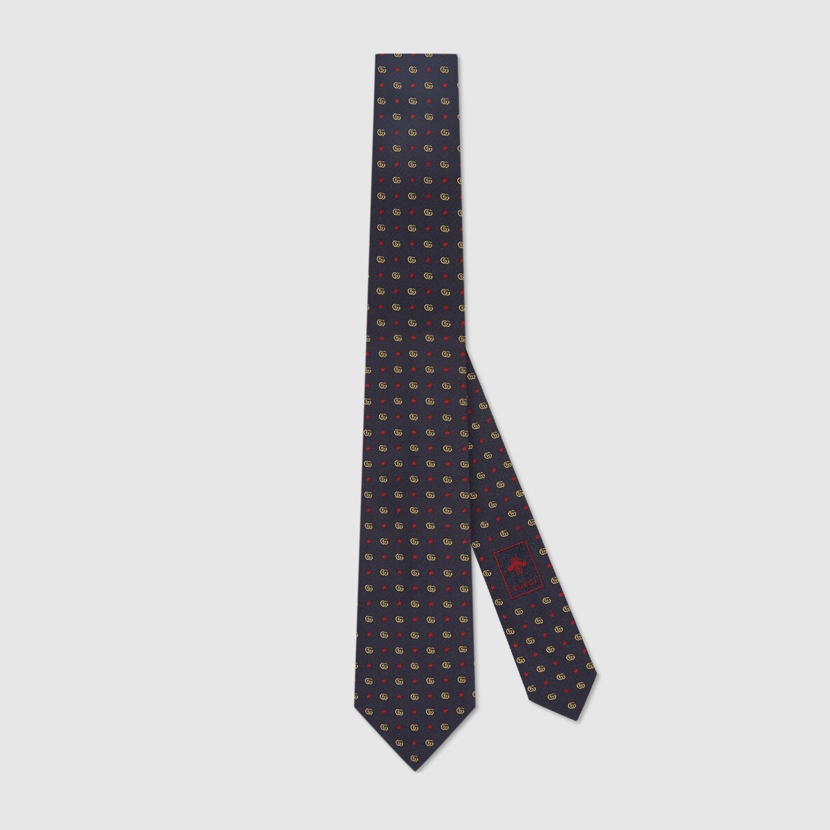 Double G and stars silk jacquard tie - 1