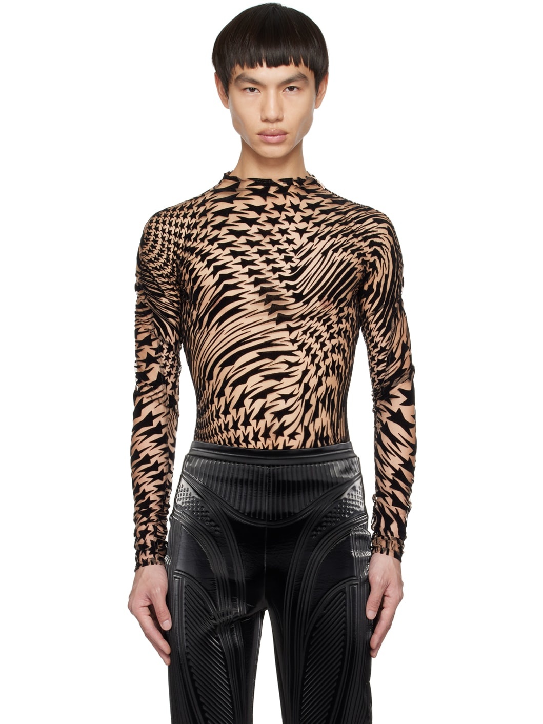 Tan & Black Star Turtleneck - 1