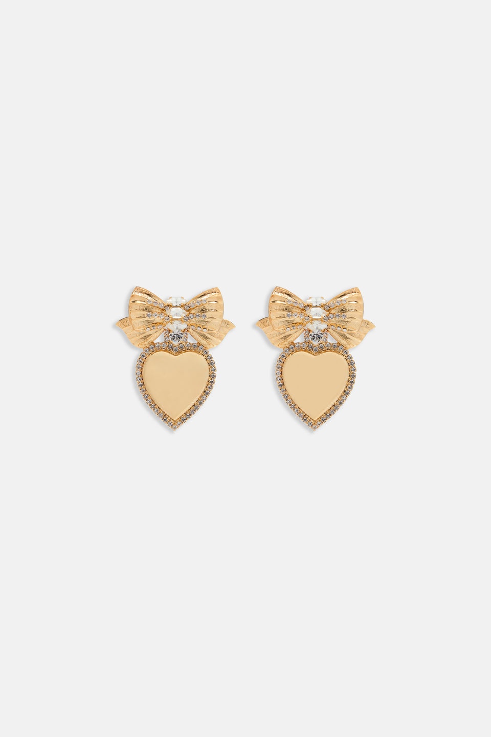 METAL HEART EARRINGS WITH CRYSTAL EMBELLISHMENT - 1