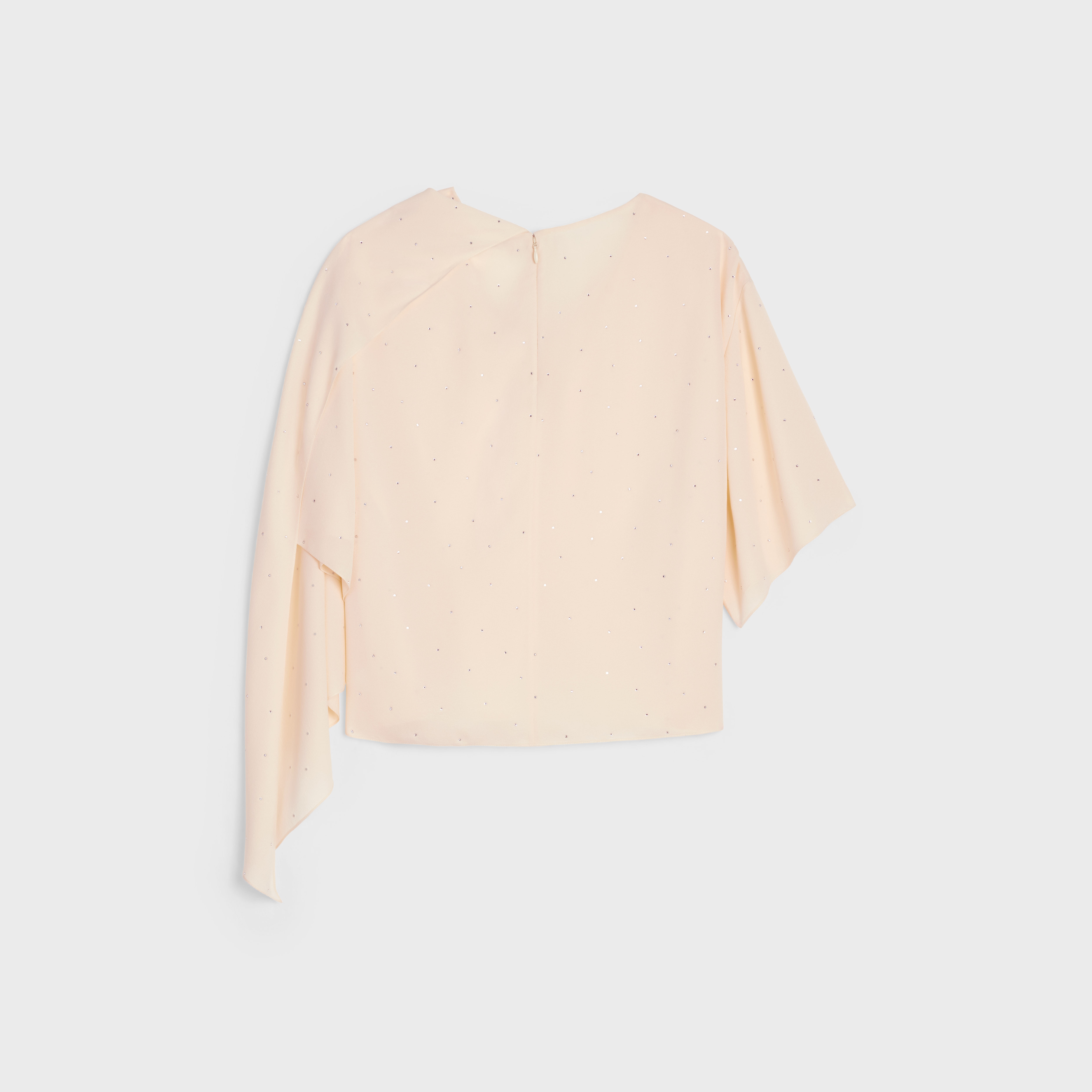 Asymmetric draped top in viscose sablé - 2