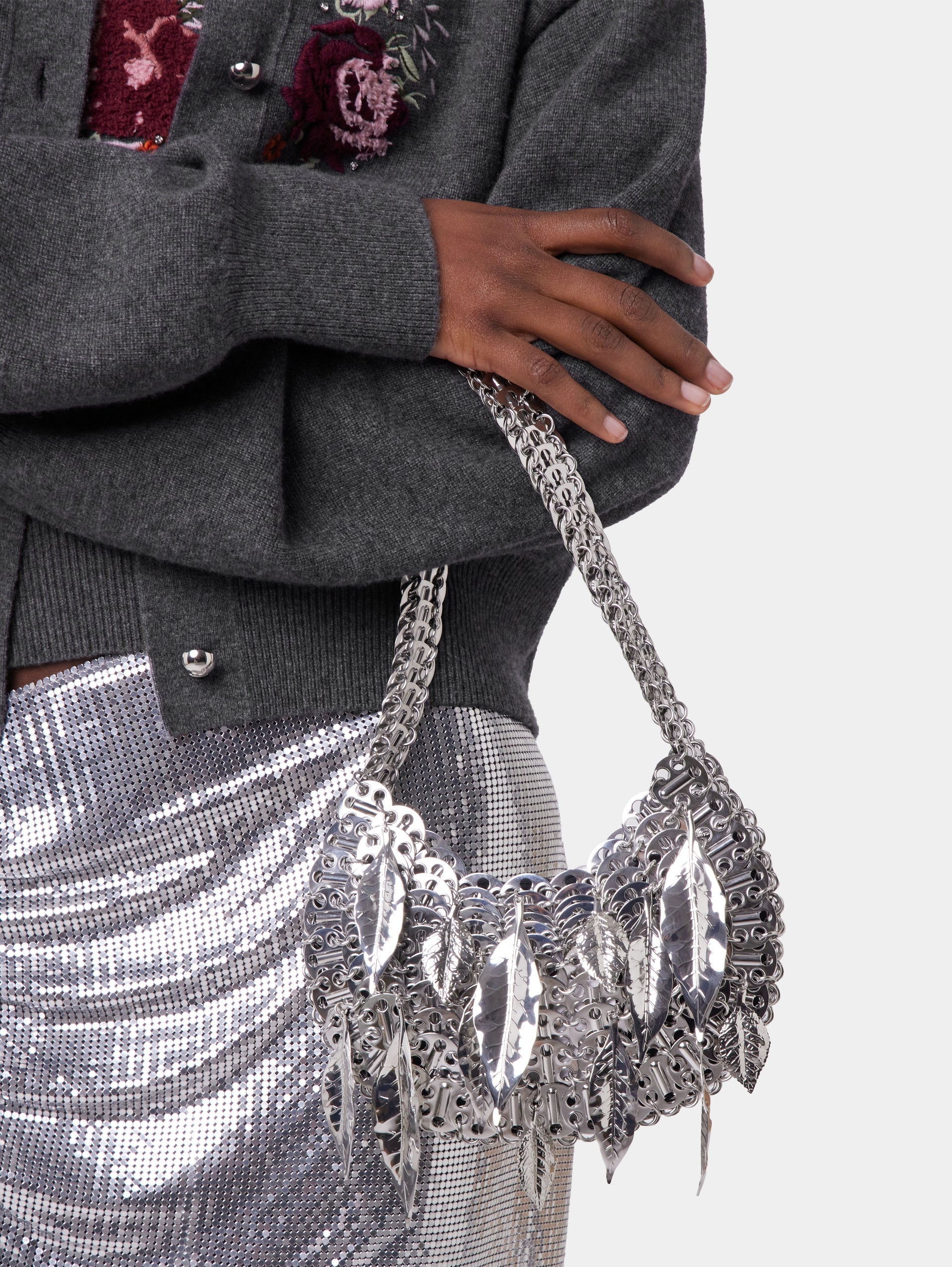1969 SILVER MOON BAG METALLIC LEAVES - 3