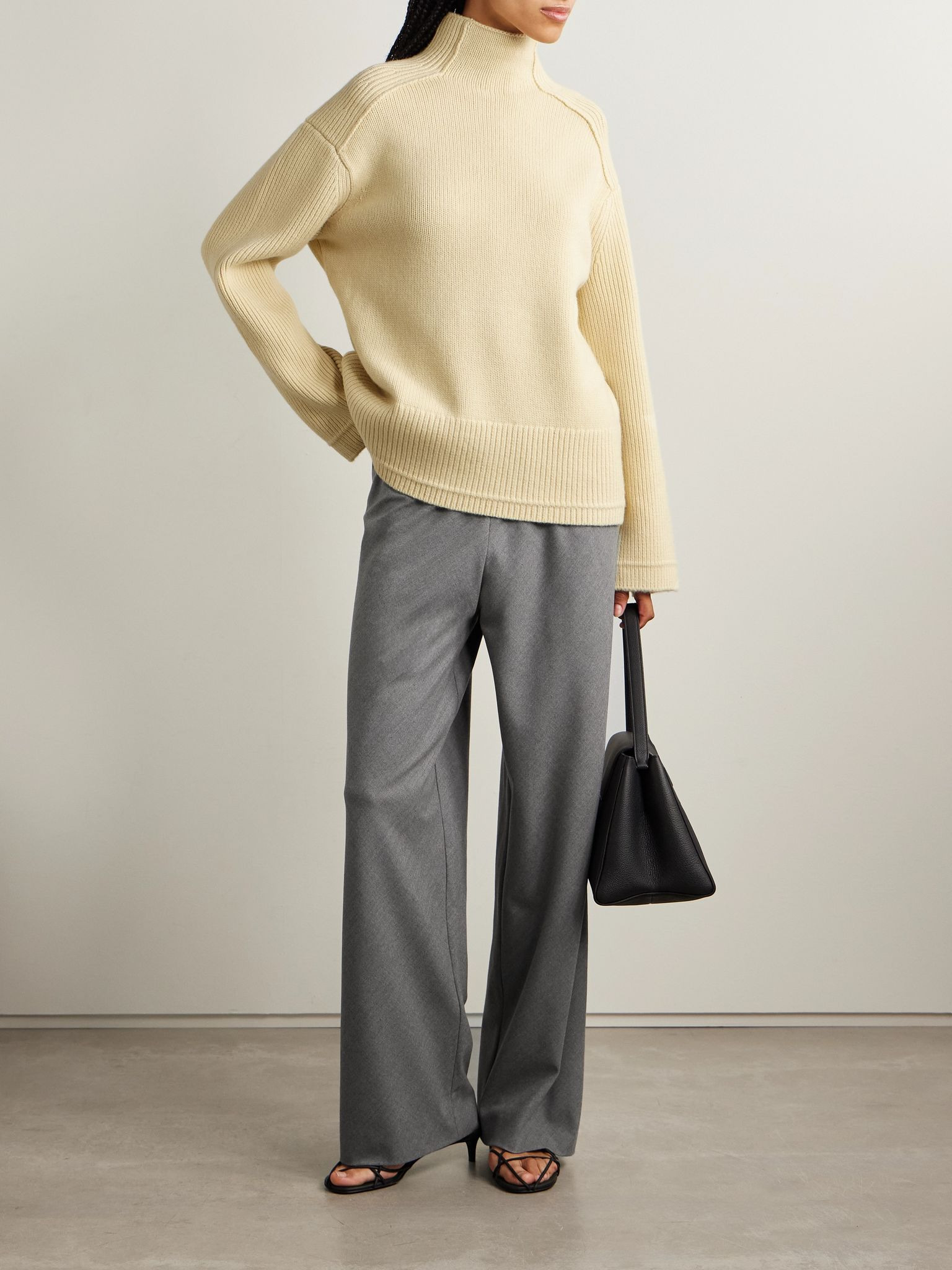 Ribbed wool and cashmere-blend turtleneck sweater Pastel yellow - 2